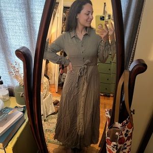 Green Button Up Maxi Dress